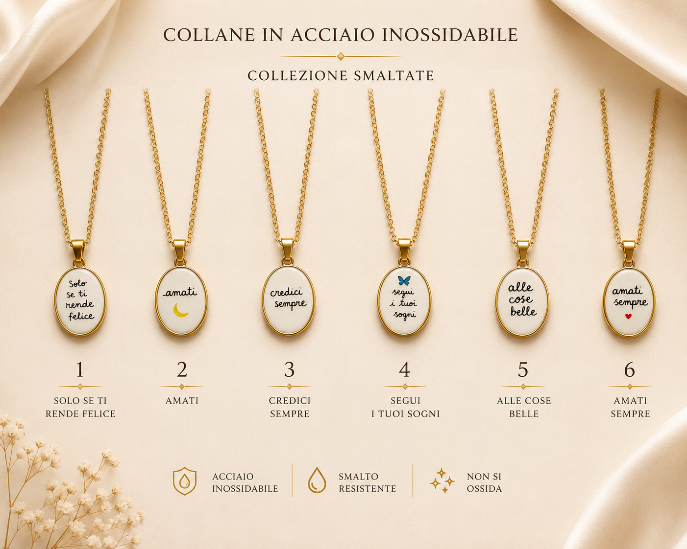 Collana Smaltata con Frase