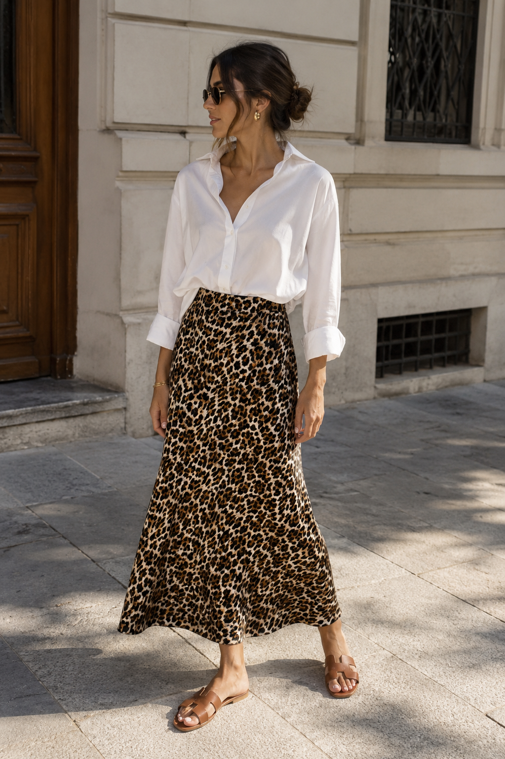 Gonna animalier satin