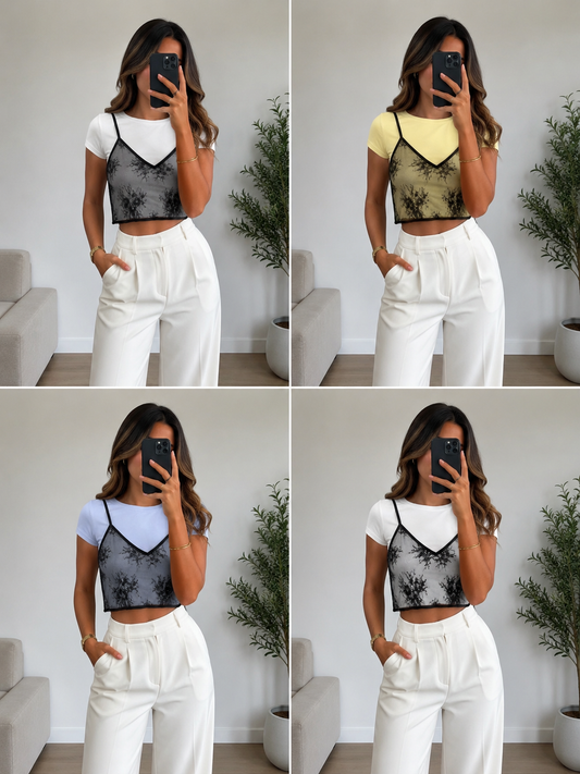 T-shirt cropped con top