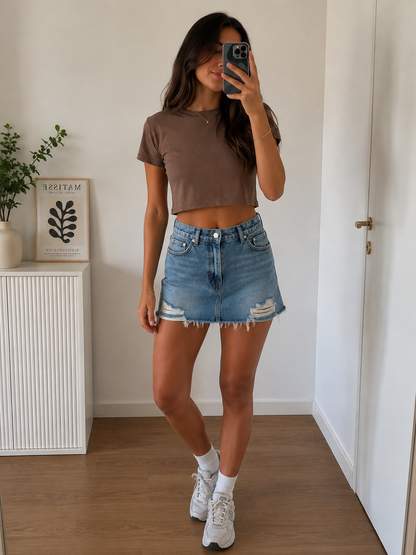 T-shirt Cropped 100% Cotone