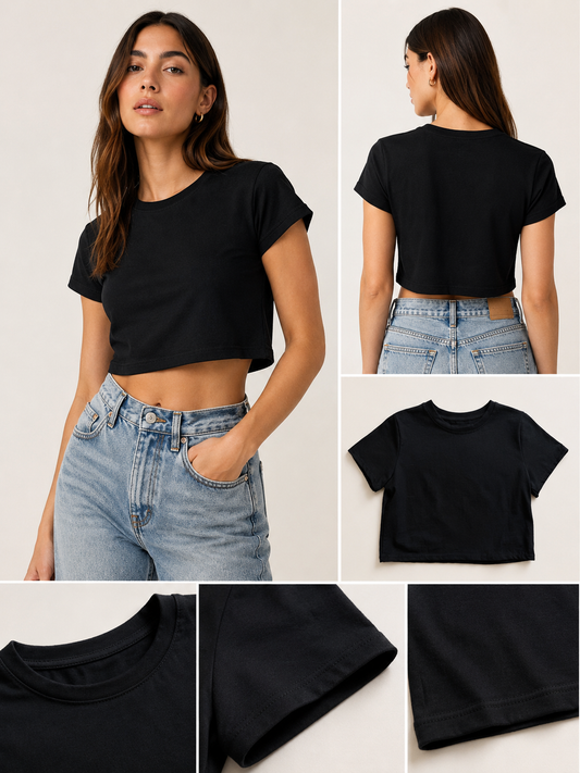 T-shirt Cropped 100% Cotone