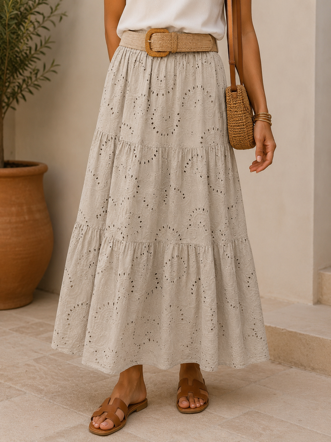 Maxi skirt sangallo