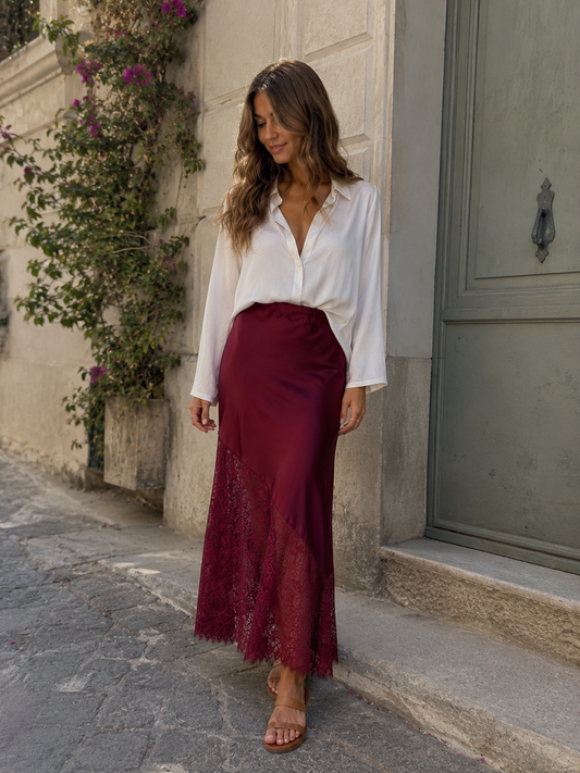 Gonna Satin e pizzo