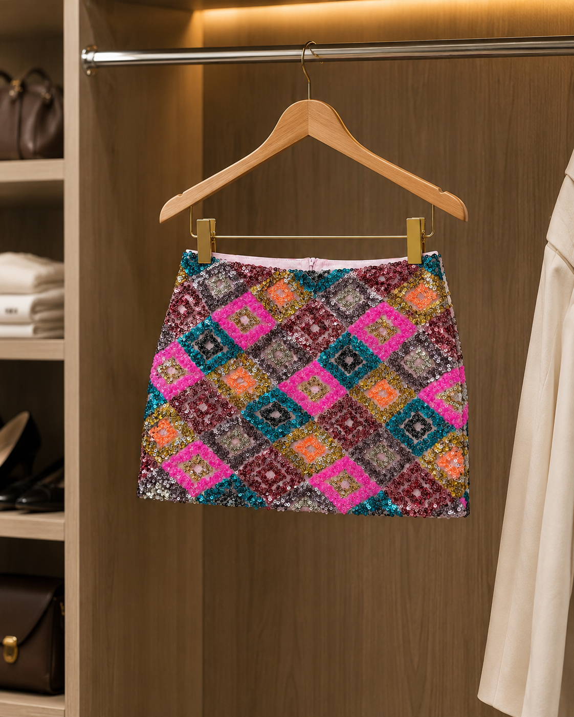 Mini Gonna Paillettes Multicolor