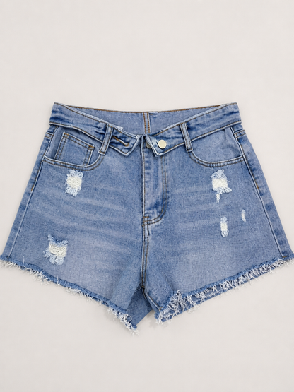 Shorts Denim con risvolto in vita