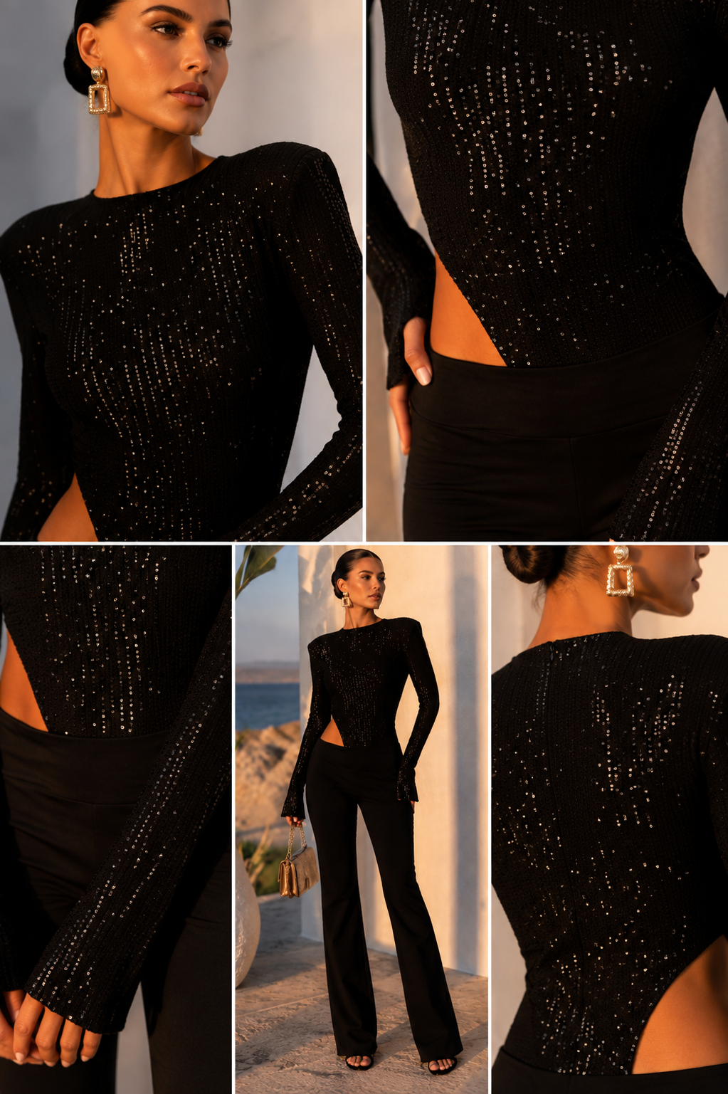 Tuta paillettes nera