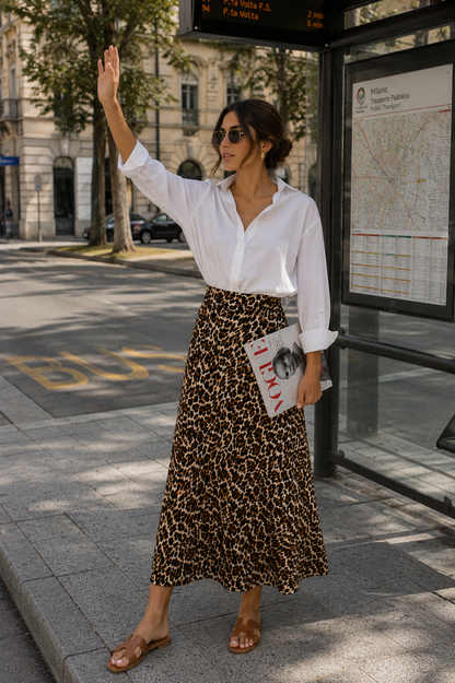 Gonna animalier satin