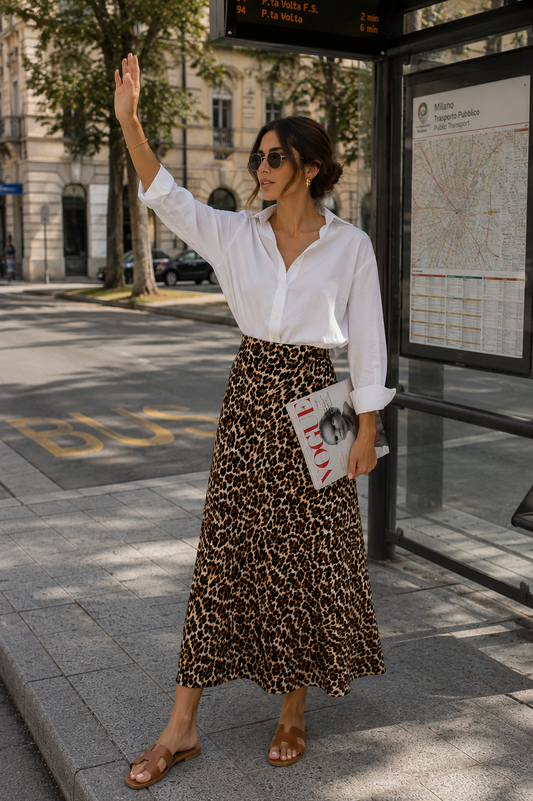 Gonna animalier satin