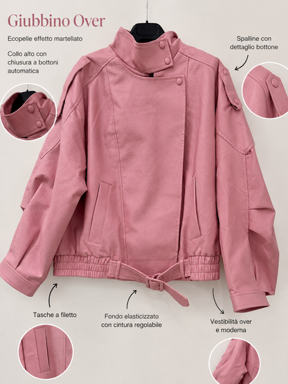 Giubbino Over in Ecopelle Rosa