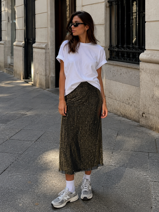 Gonna Longuette Glam Gold